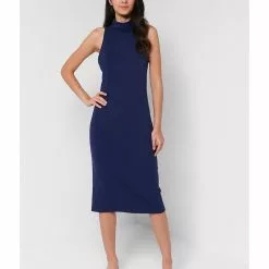 Banana Republic Mock Neck Rib Knit Column Dress