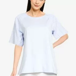 Banana Republic Puffed Sleeves Embroidery Blouse