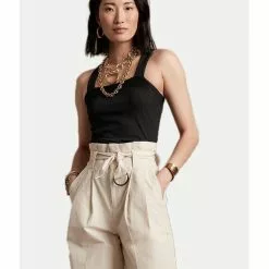 Banana Republic Rib Square Neck Cross Back Tank Top