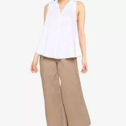 Banana Republic Split Neck Pleated Poplin Top -Outlet Banana Republic Store banana republic 4421 2186185 4