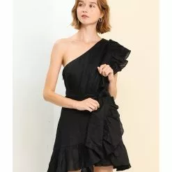 Banana Republic One Shoulder Flounce Linen Mini -Outlet Banana Republic Store banana republic 4422 1817416 5