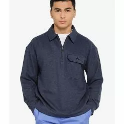 Banana Republic Brushed Waffle Half Zip Polo Sweater