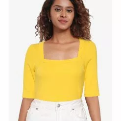 Banana Republic Cotton Rib Square Neck Top