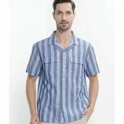 Banana Republic Cotton Linen Stripe Resort Shirt